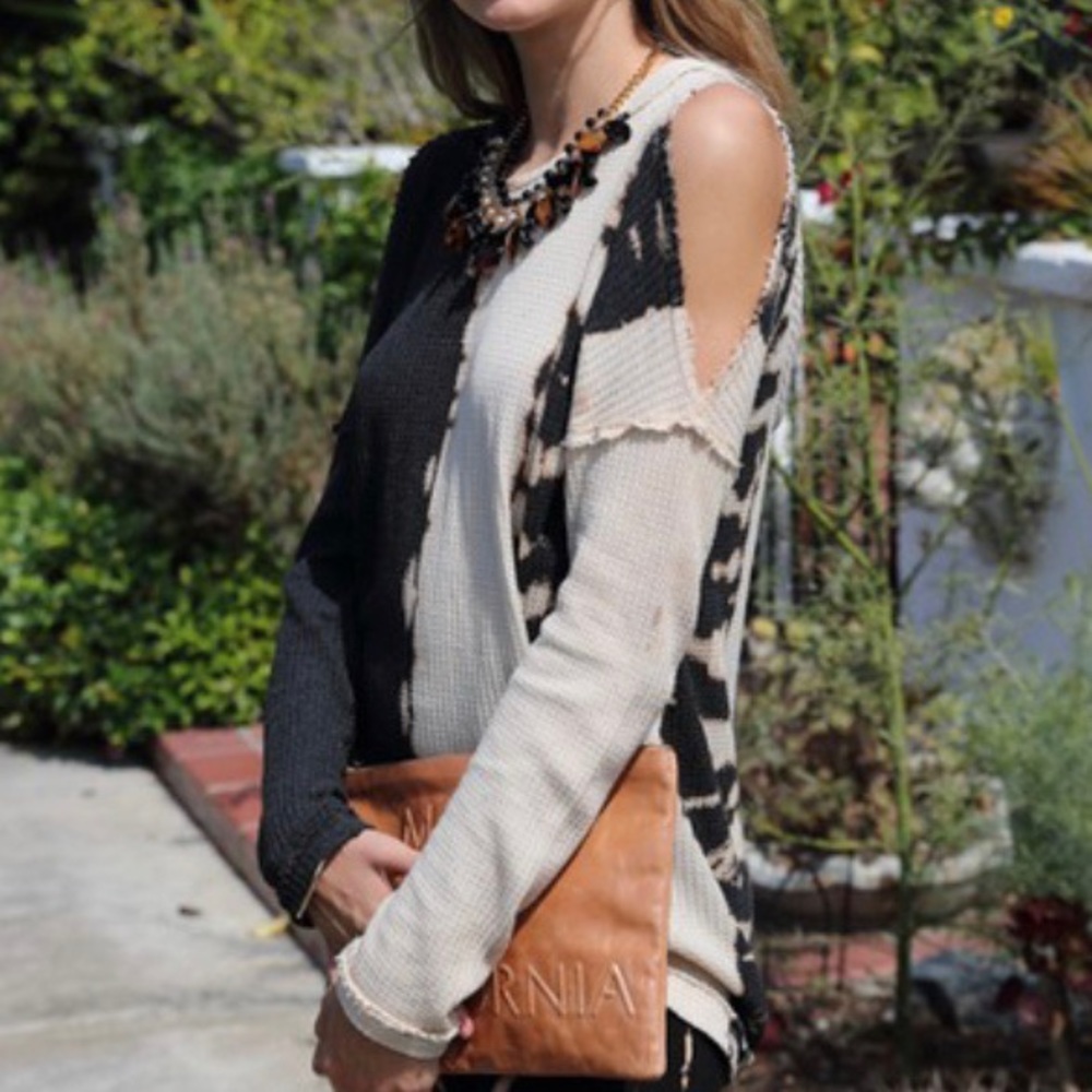 Peek A Boo Shoulder Thermal Hoodie top small - Picture 4 of 14